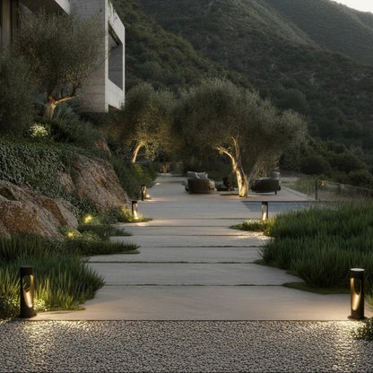 Outdoor Floor Lamp Weather Resistant LED Tall Round Base