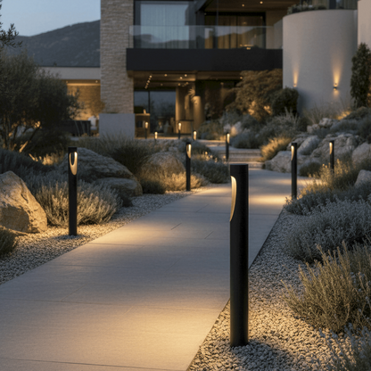 Outdoor Floor Lamp Weather Resistant LED Tall Round Base