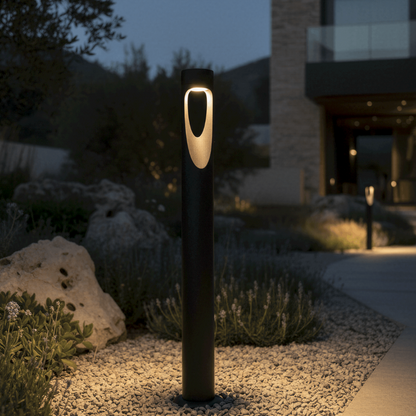 Outdoor Floor Lamp Weather Resistant LED Tall Round Base