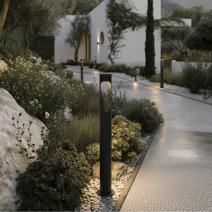 Outdoor Floor Lamp Weather Resistant LED Tall Round Base