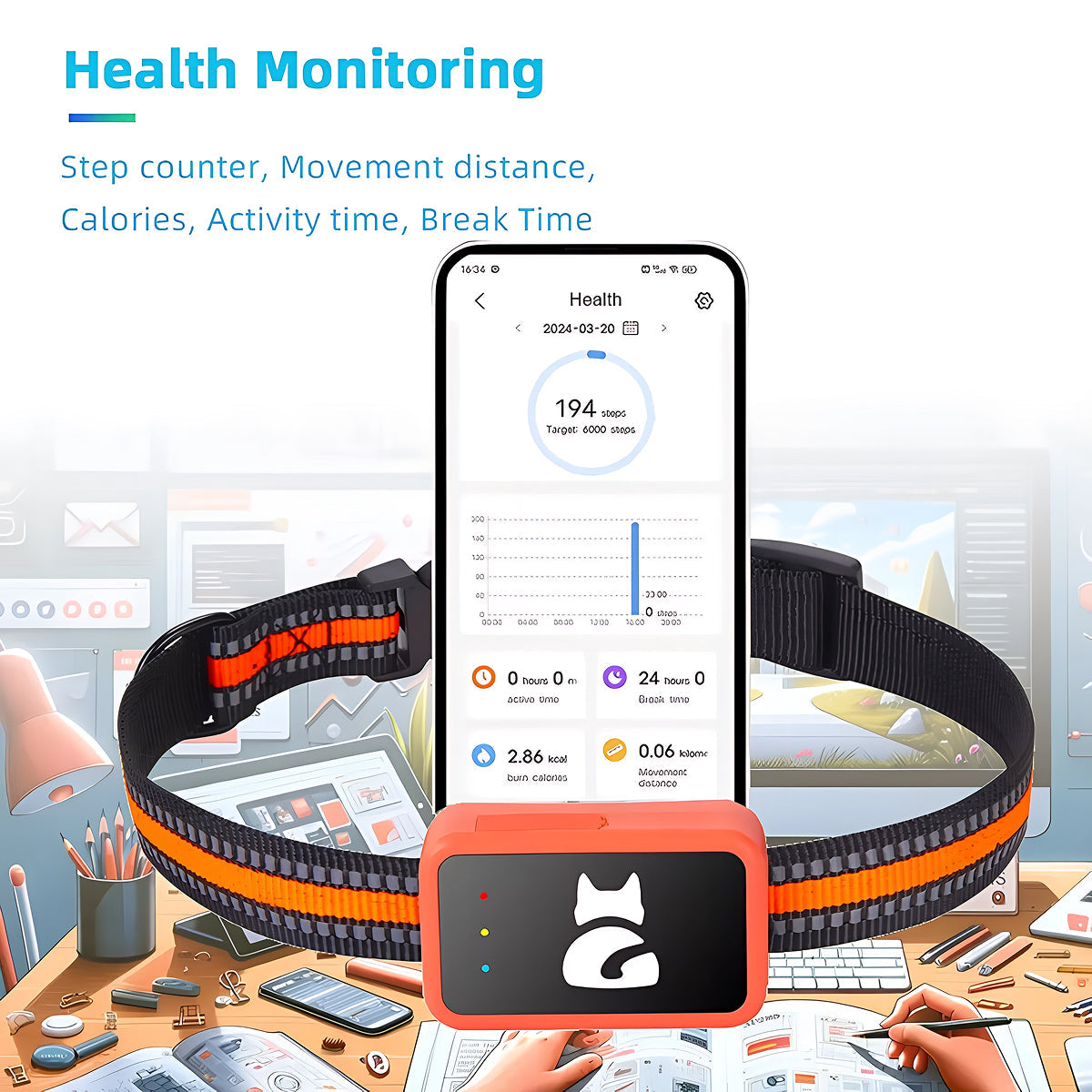 PawiSition No Subscription Cat GPS Tracker & Health Monitor