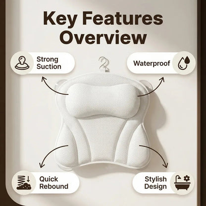 PilivKaxi Ergonomic Bath Pillow with Strong Suction Cups