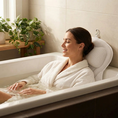 PilivKaxi Ergonomic Bath Pillow with Strong Suction Cups
