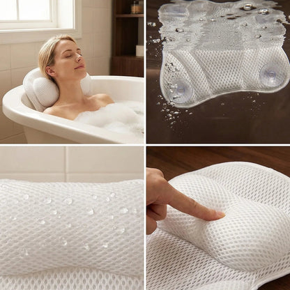 PilivKaxi Ergonomic Bath Pillow with Strong Suction Cups