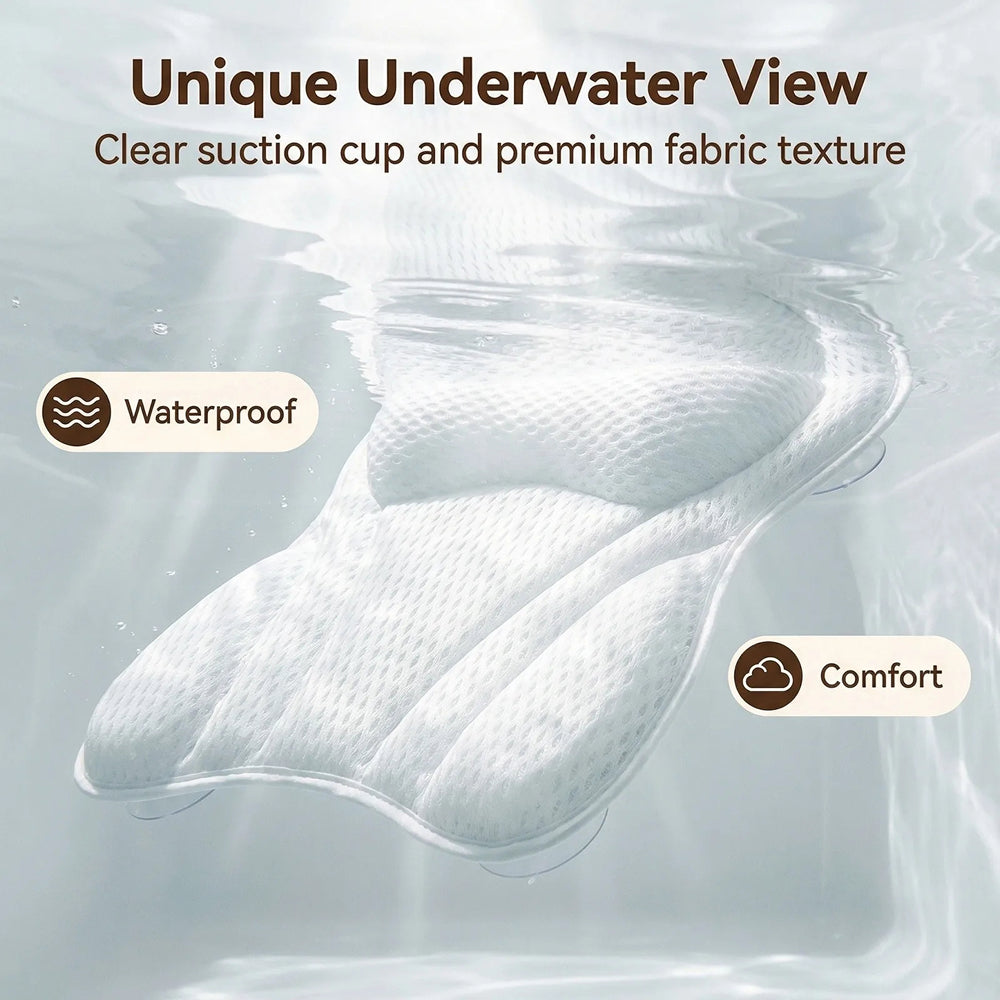PilivKaxi Ergonomic Bath Pillow with Strong Suction Cups