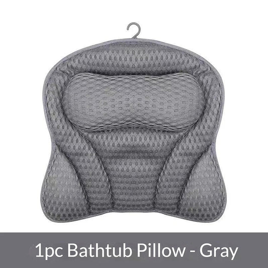 Ergonomic Bath Pillow with Strong Suction Cups - Neck & Back Support for All Tub Types