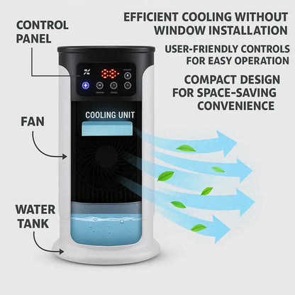 Portable Air Conditioner – 5-in-1 Cooling & Humidifier, Windowless, Ultra-Quiet 23dB, 18W