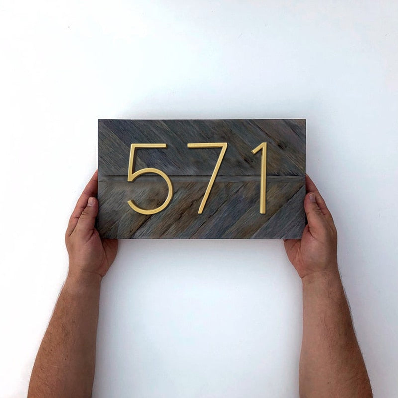 Modern Gold House Numbers Outdoor Address Sign