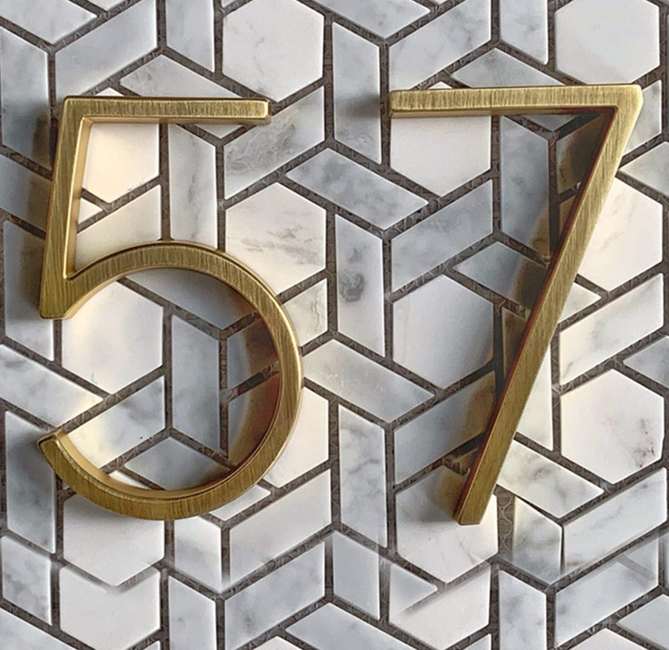 Modern Gold House Numbers Outdoor Address Sign