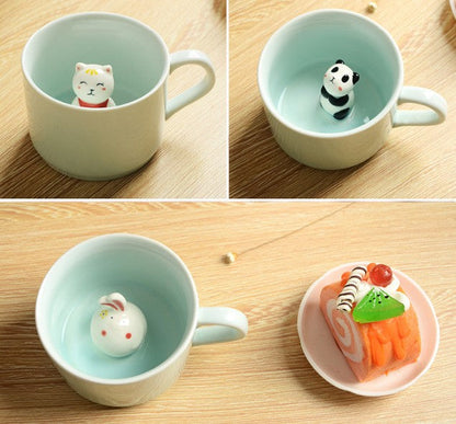 3D Cartoon Animal Ceramic Mug Cute Coffee Cup