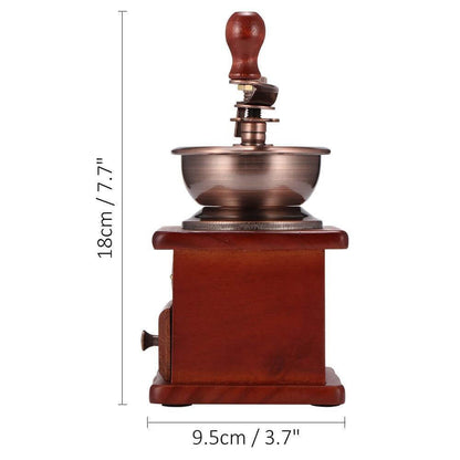 Manual Wooden Coffee Grinder Antique Hand Crank