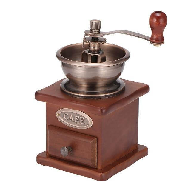 Manual Wooden Coffee Grinder Antique Hand Crank