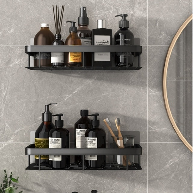 Metal Suction Cup Bathroom Shelf – No Drilling, Tool-Free Install | Single & Sets