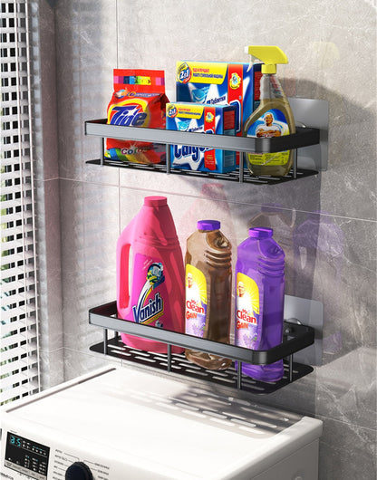 Metal Suction Cup Bathroom Shelf – No Drilling, Tool-Free Install | Single & Sets