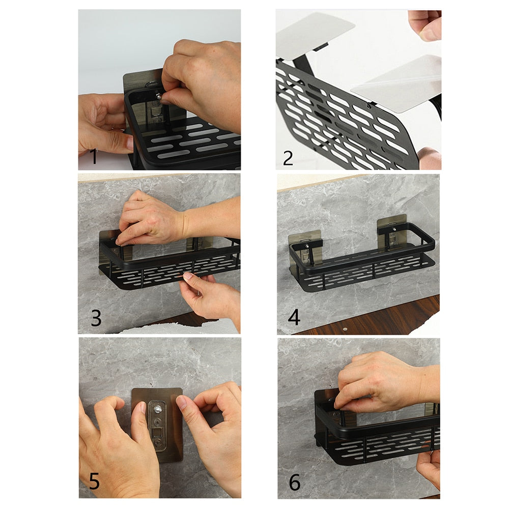 Metal Suction Cup Bathroom Shelf – No Drilling, Tool-Free Install | Single & Sets