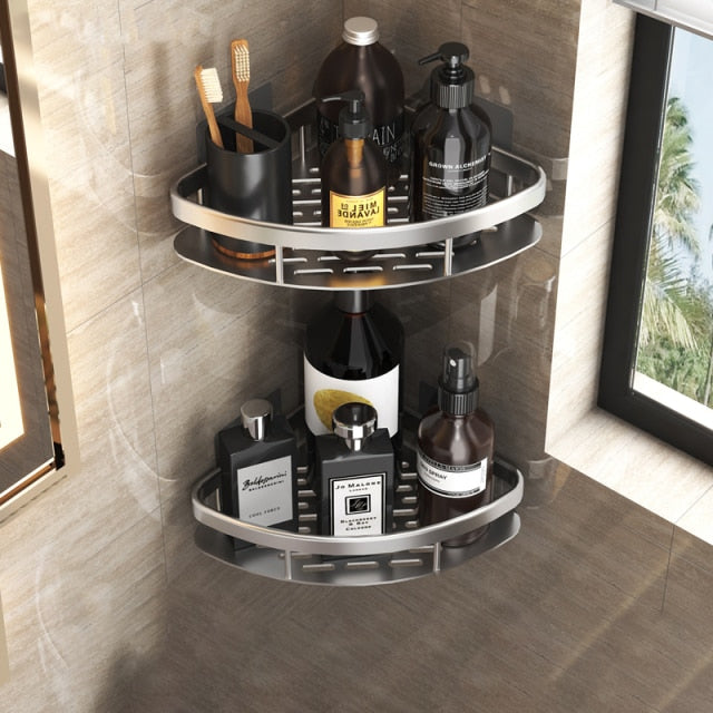 Metal Suction Cup Bathroom Shelf – No Drilling, Tool-Free Install | Single & Sets