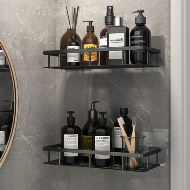 Metal Suction Cup Bathroom Shelf – No Drilling, Tool-Free Install | Single & Sets