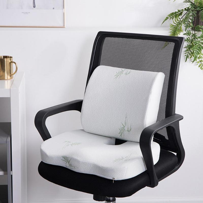 Back & Seat Cushion – Memory Foam Lumbar Support for Chairs