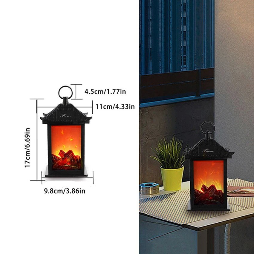 Retro Fireplace Lantern - Flickering Flame Light