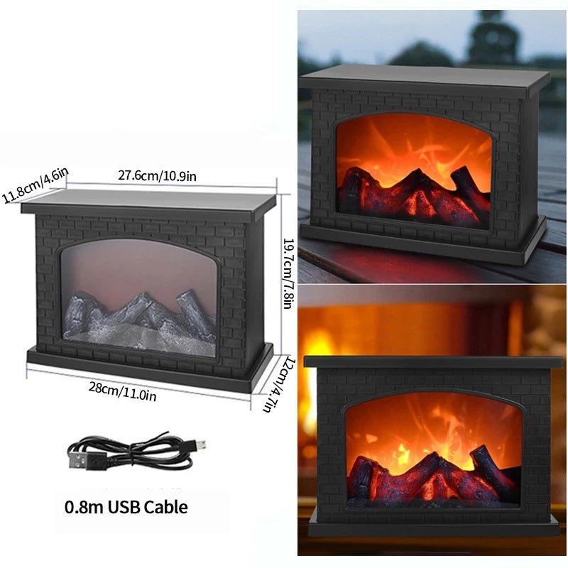 Retro Fireplace Lantern - Flickering Flame Light