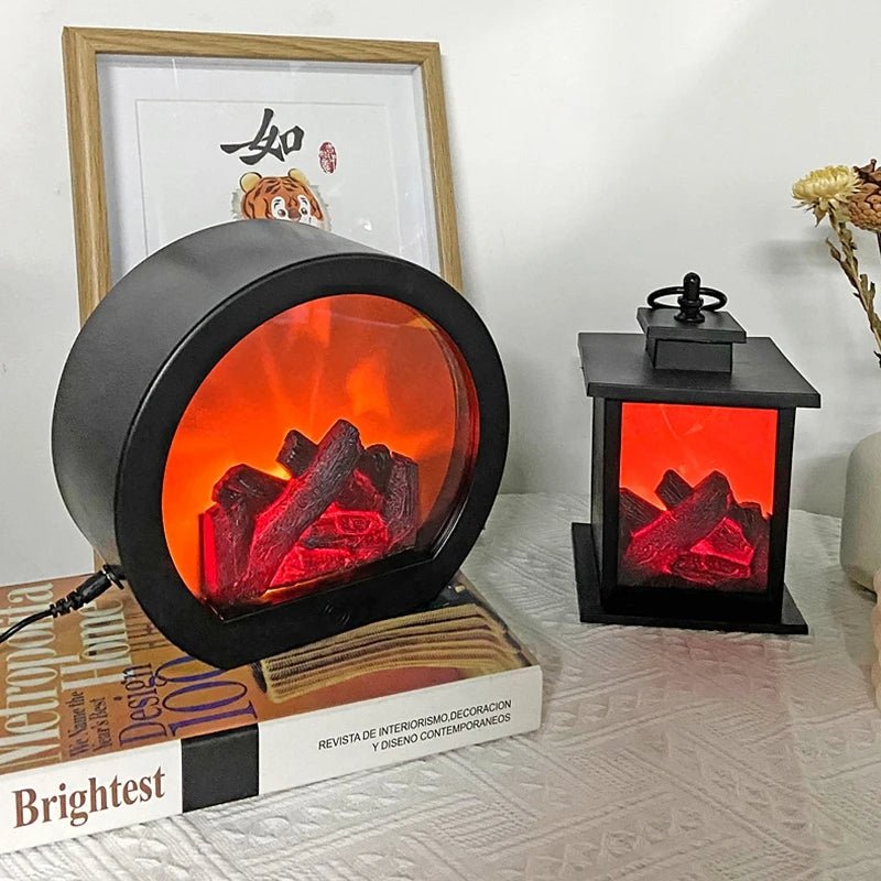 Retro Fireplace Lantern - Flickering Flame Light