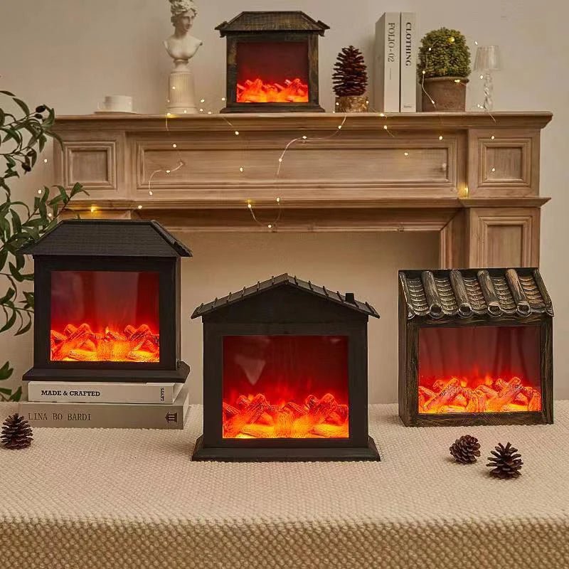 Retro Fireplace Lantern - Flickering Flame Light