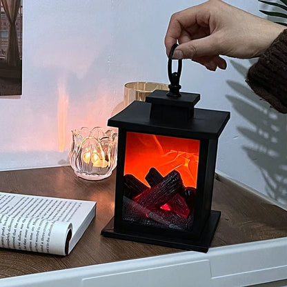Retro Fireplace Lantern - Flickering Flame Light
