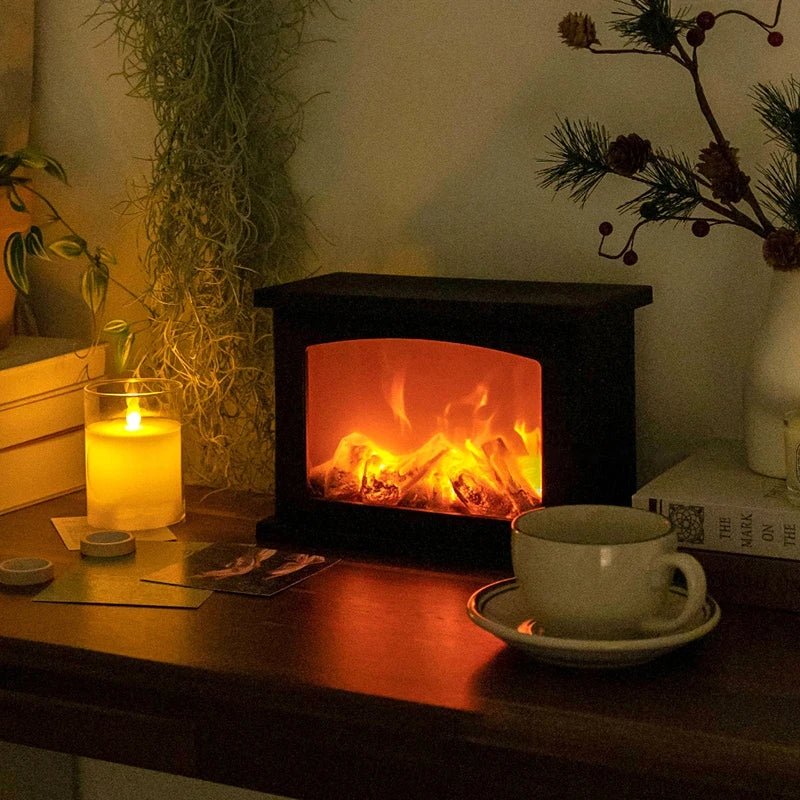 Retro Fireplace Lantern - Flickering Flame Light