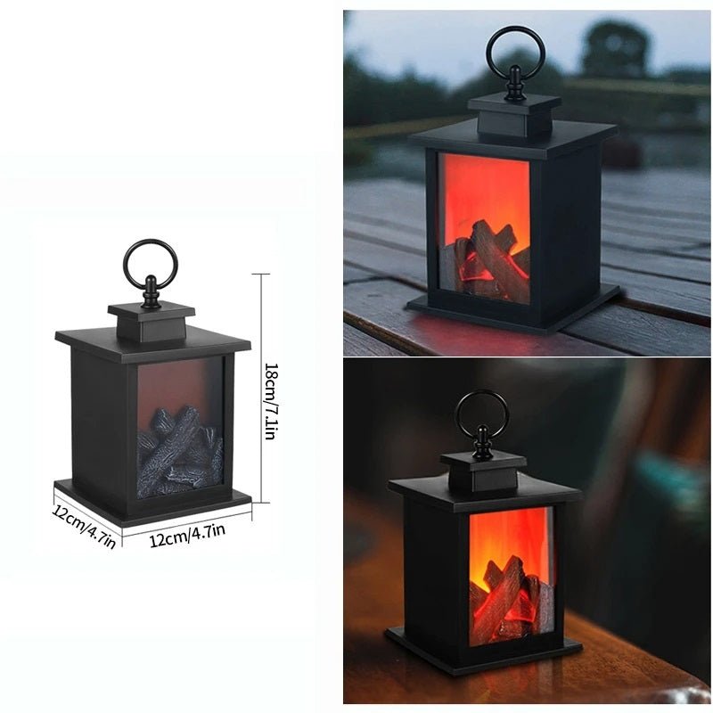 Retro Fireplace Lantern - Flickering Flame Light