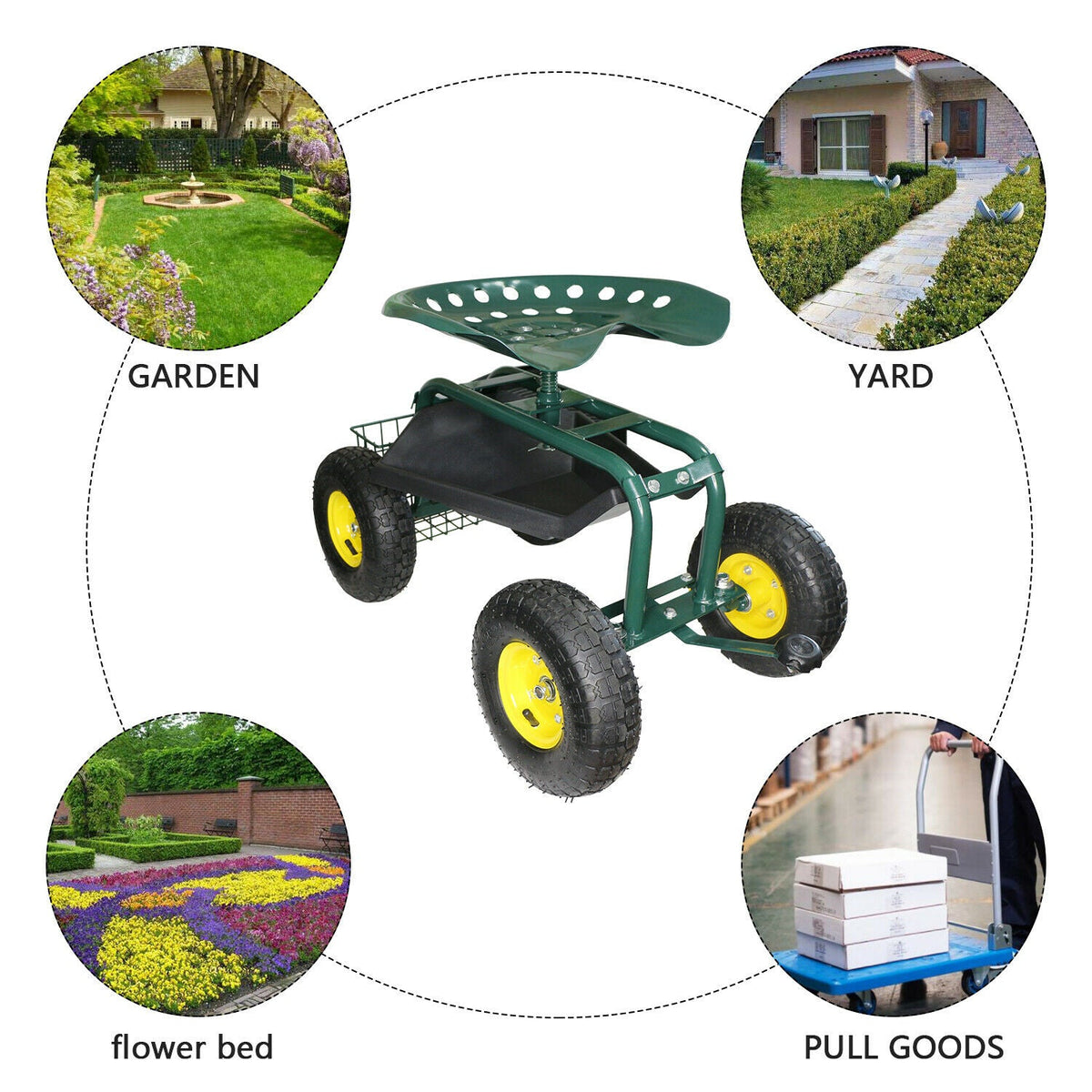 Rolling Garden Cart Seat image 6