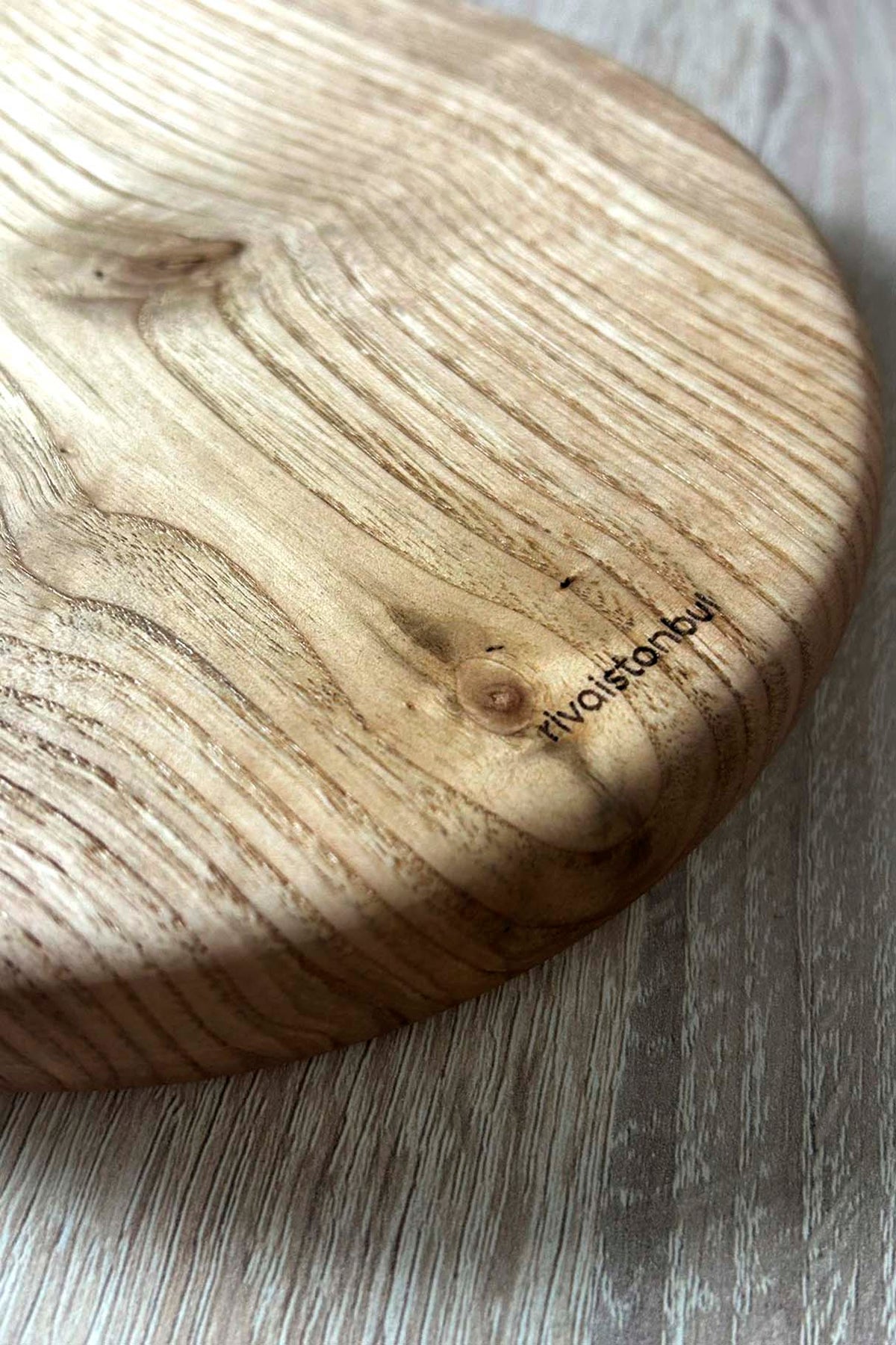 Carved Chestnut Wood Round Serving Board – image 4