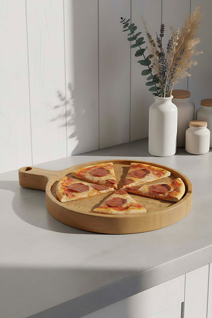 Carved Chestnut Wood Round Serving Board – image 2