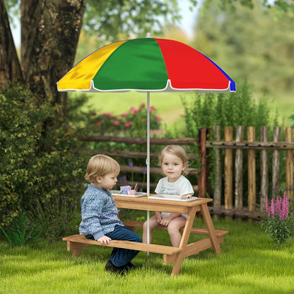 Kids Outdoor Picnic Table with Sand & Water Play Bins