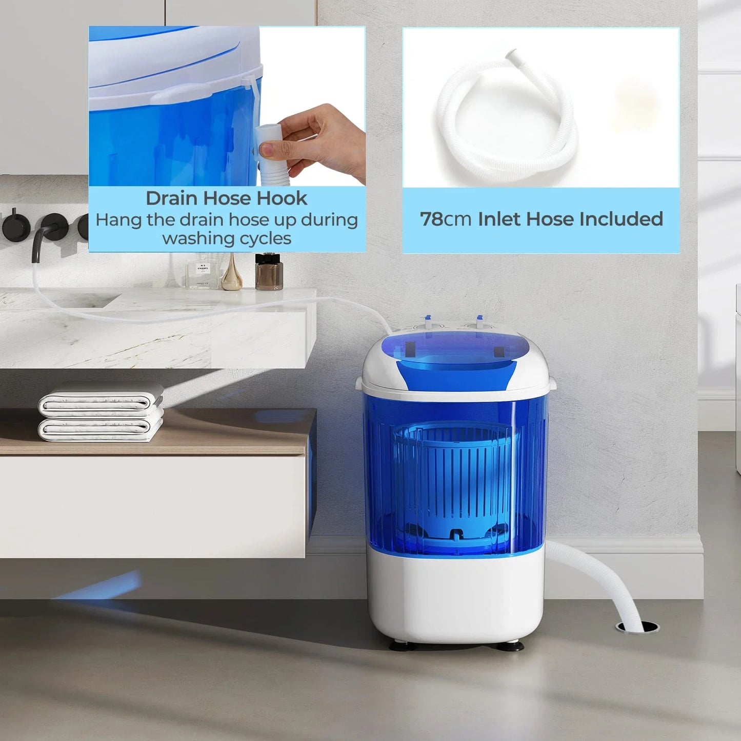 Compact Portable Mini Washing Machine - 2.5kg Wash & Spin