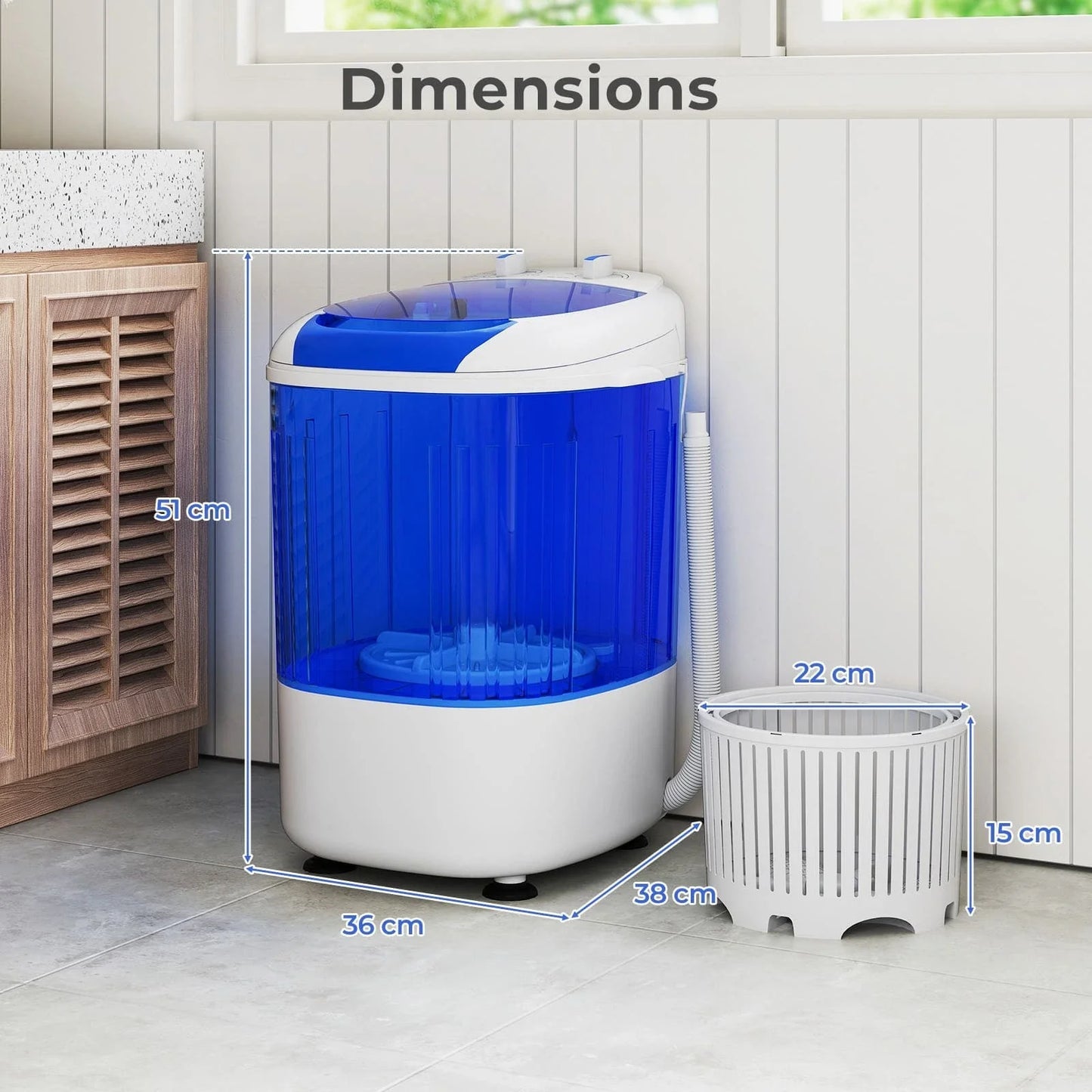 Compact Portable Mini Washing Machine - 2.5kg Wash & Spin
