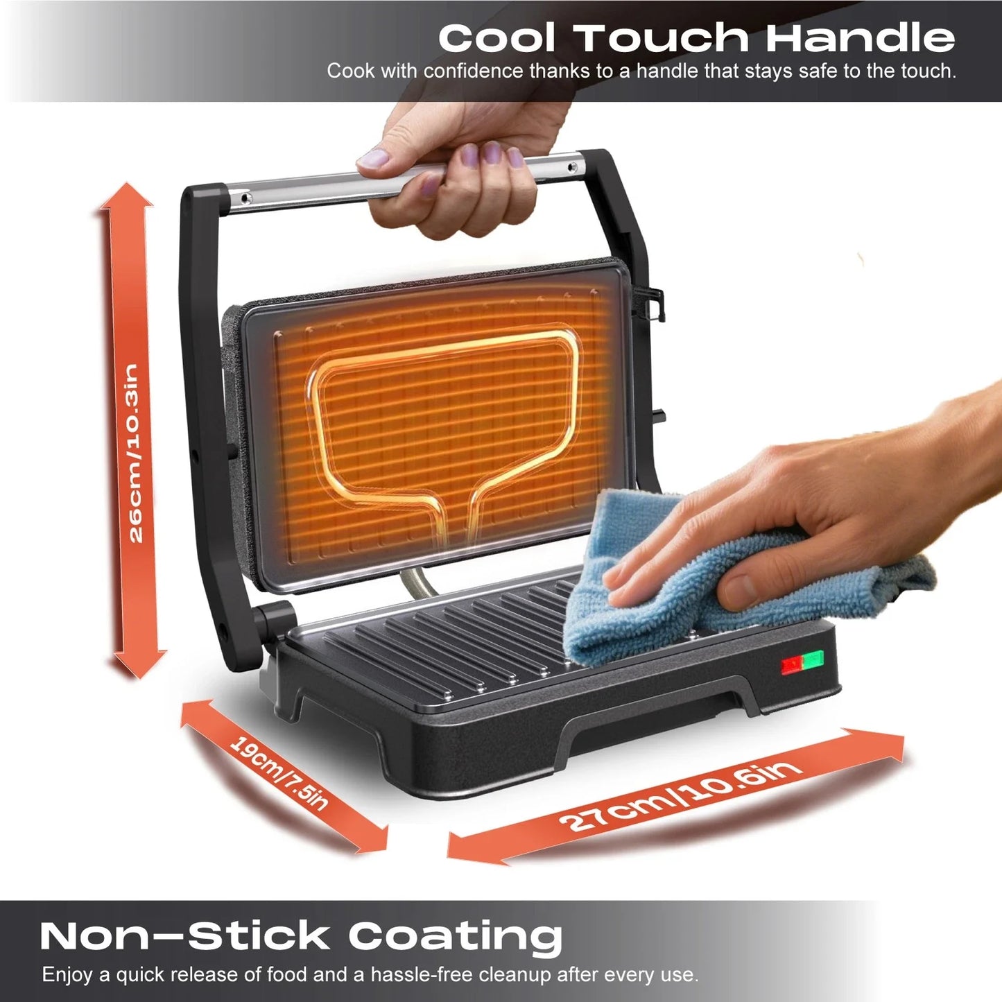 Health Press & Grill - Toastie Maker & 180° Tabletop Grill