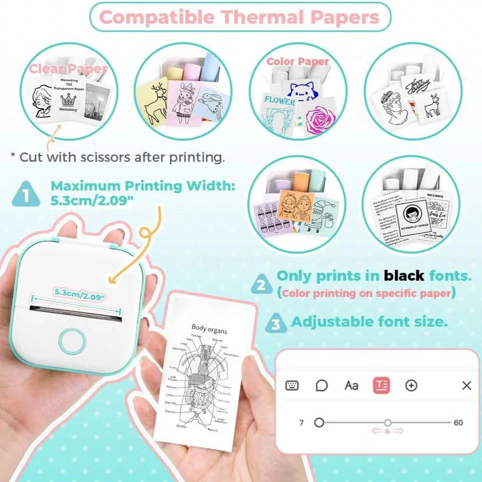 Mini Portable Sticker & Label Printer - Bluetooth, Inkless
