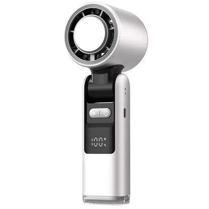 Portable Handheld Turbo Fan – USB Rechargeable with Ice Cooling Plate and Digital Display