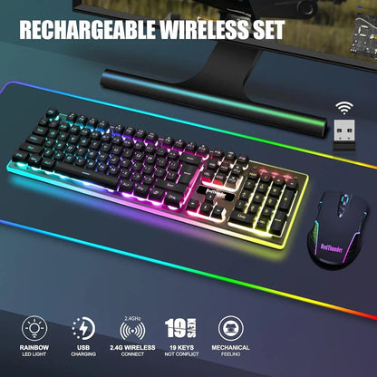 Wireless Gaming Keyboard & Mouse Combo - LED Backlit
