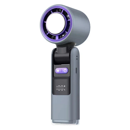 Portable Handheld Turbo Fan – USB Rechargeable with Ice Cooling Plate and Digital Display