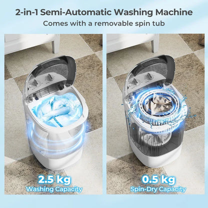 Compact Portable Mini Washing Machine - 2.5kg Wash & Spin