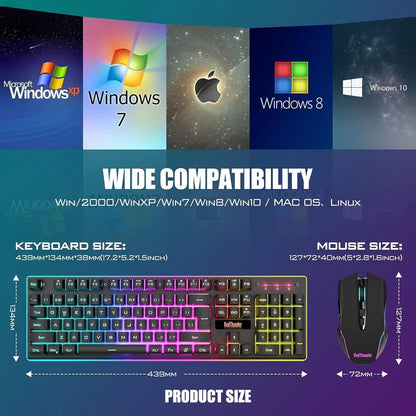 Wireless Gaming Keyboard & Mouse Combo - LED Backlit