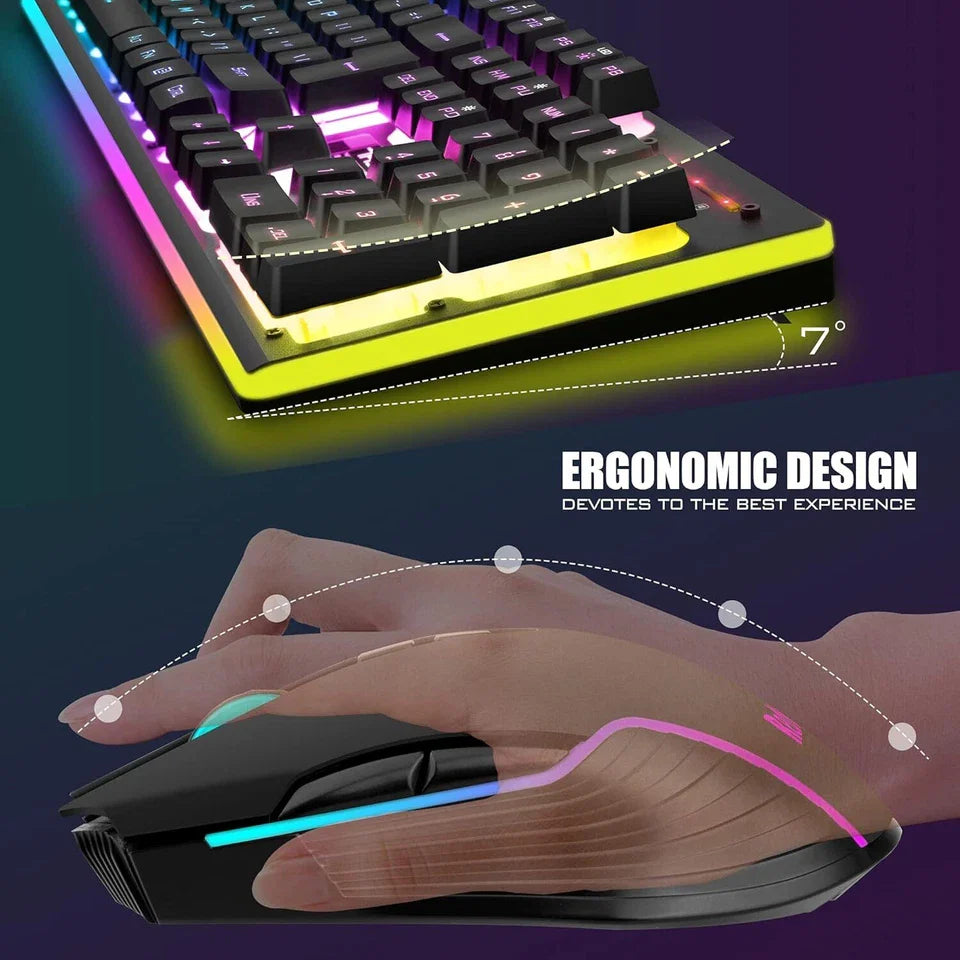 Wireless Gaming Keyboard & Mouse Combo - LED Backlit