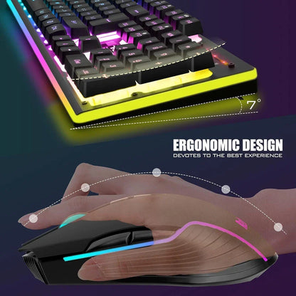 Wireless Gaming Keyboard & Mouse Combo - LED Backlit
