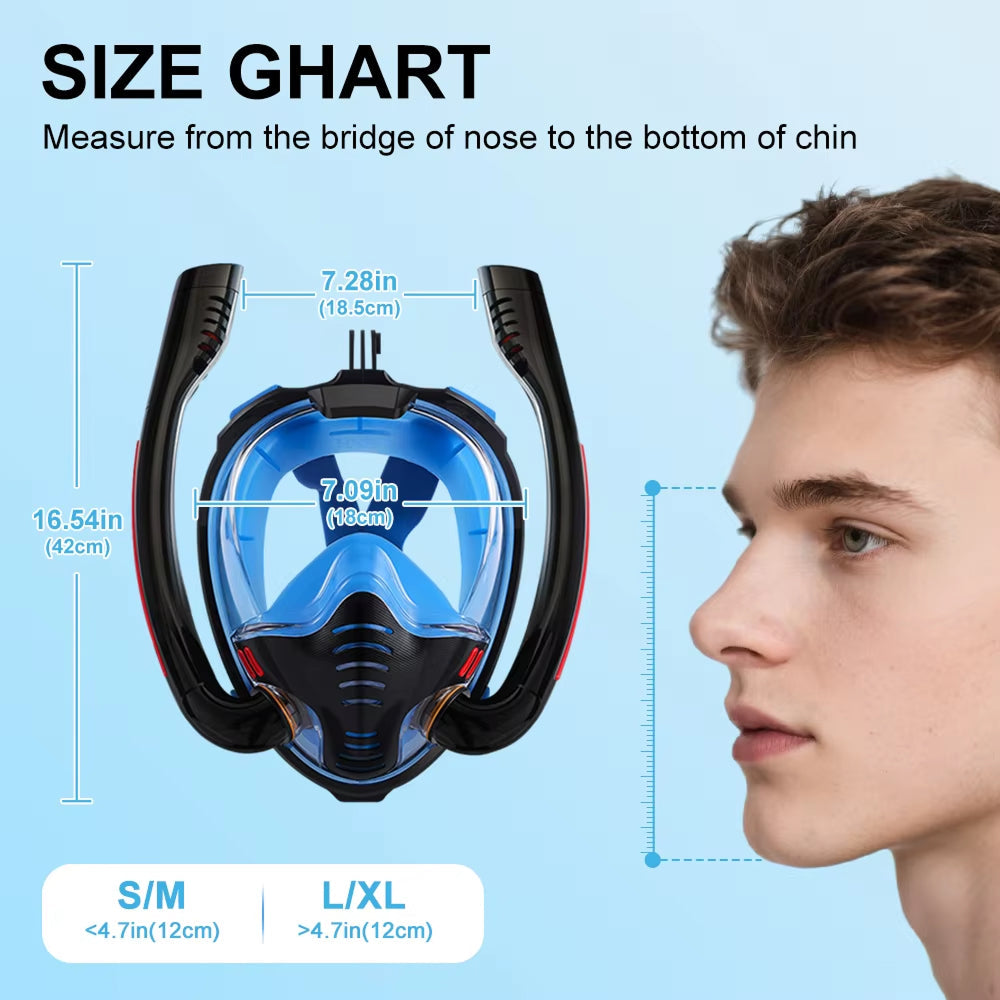 Sealenzi 180° Panoramic Full Face Snorkel Mask with Action Camera Mount