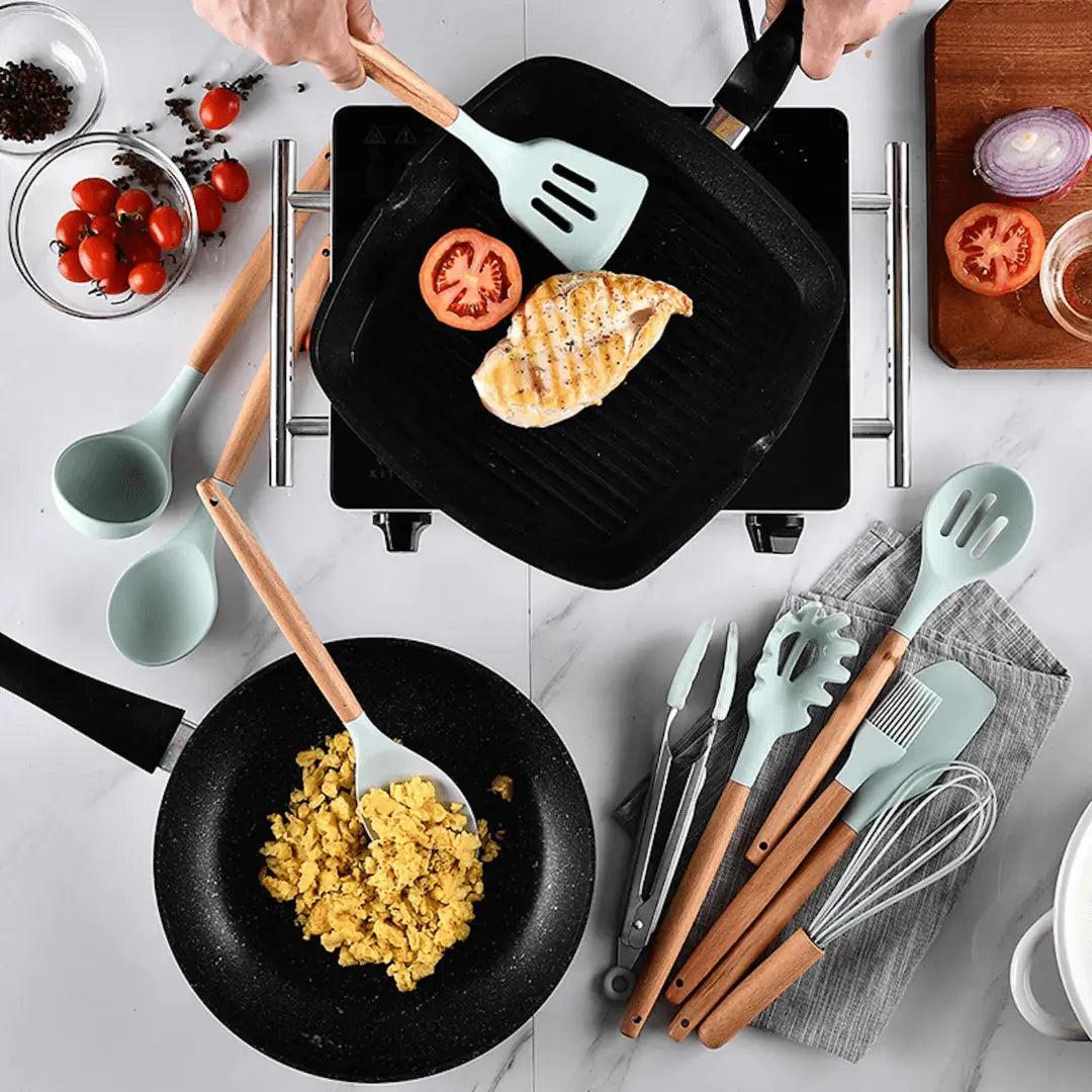 Silicone Kitchen Utensil Set Heat Resistant Tools