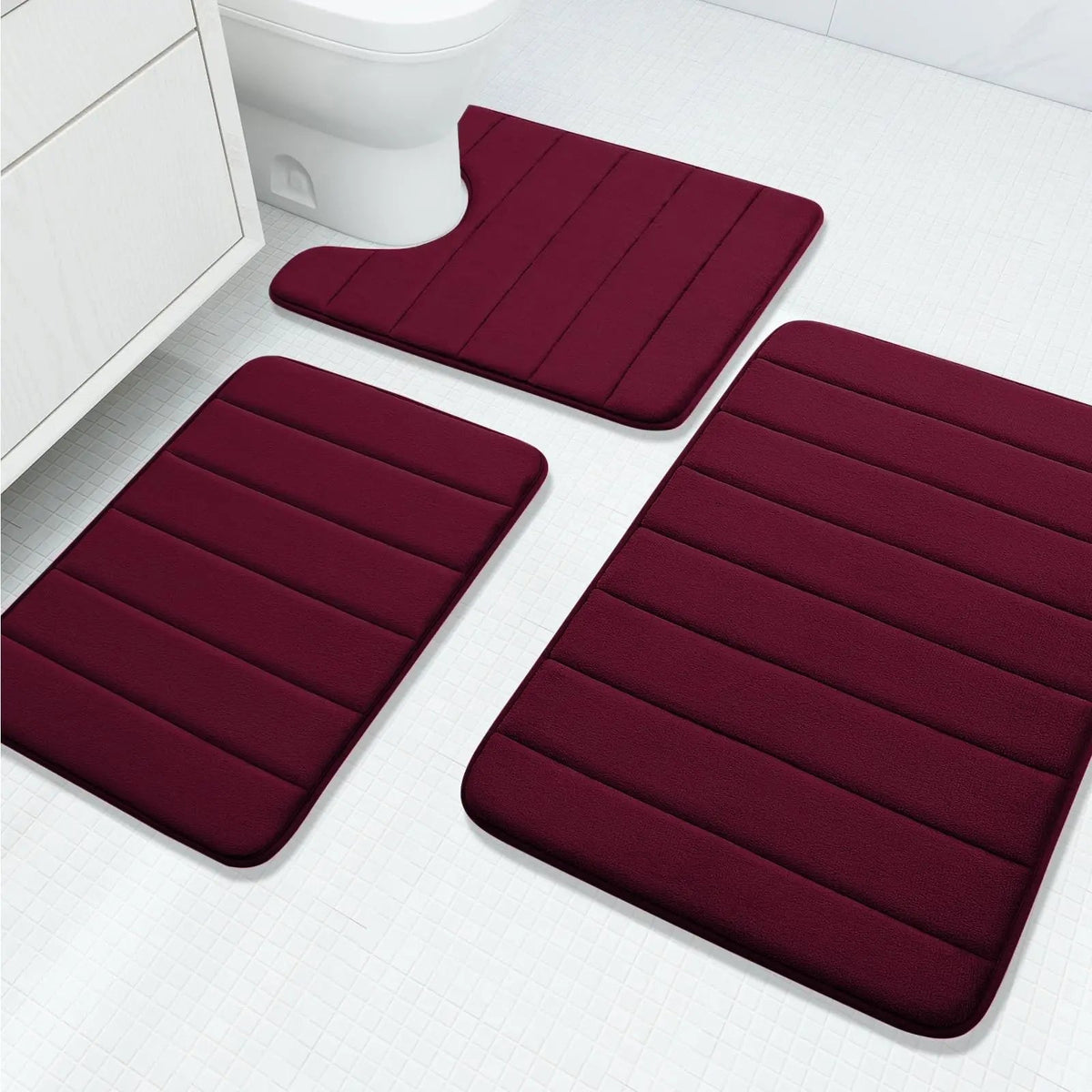 Memory Foam Bathroom Rug Set – 3 Pieces