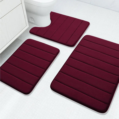 Memory Foam Bathroom Rug Set – 3 Pieces