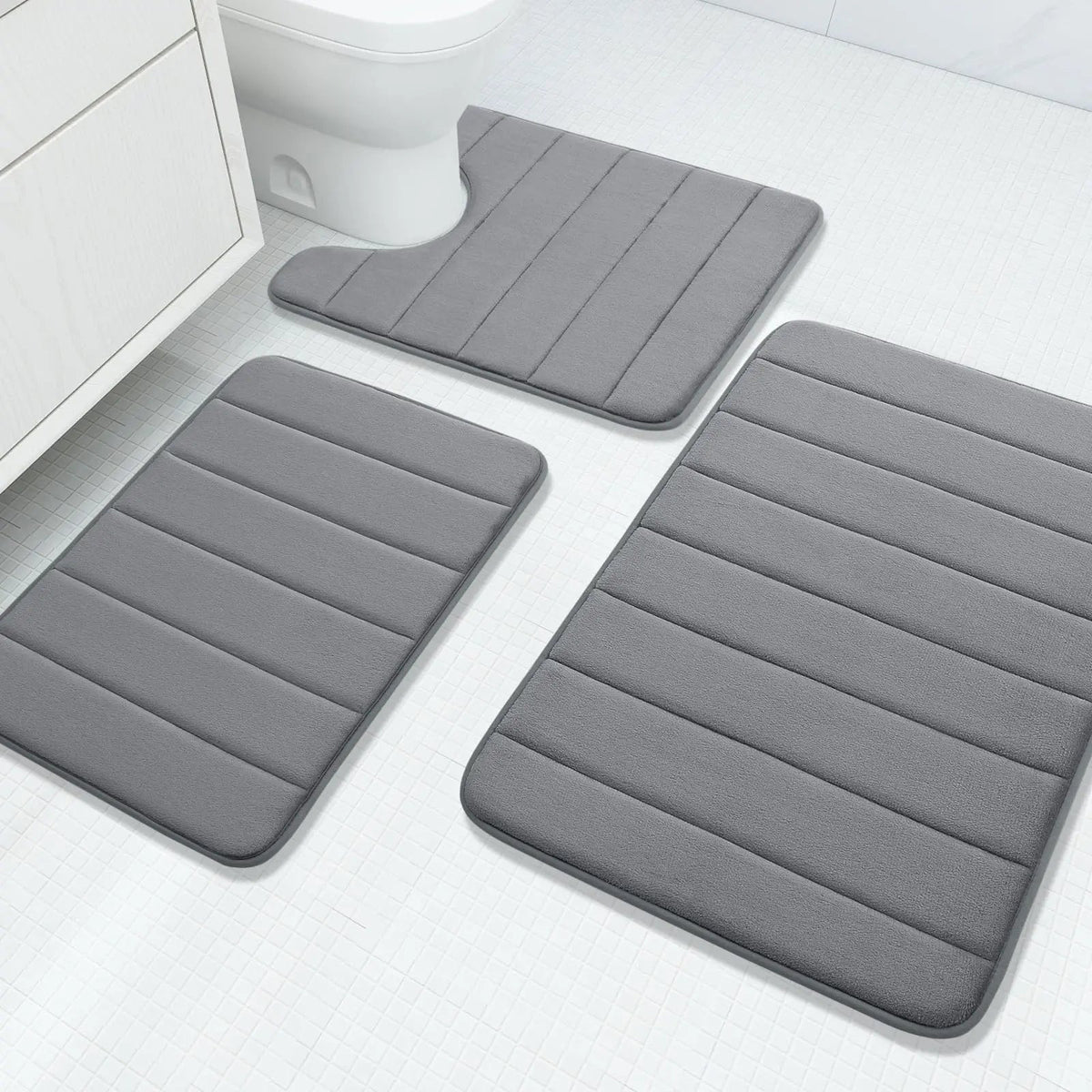 Memory Foam Bathroom Rug Set – 3 Pieces