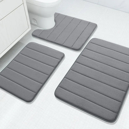 Memory Foam Bathroom Rug Set – 3 Pieces